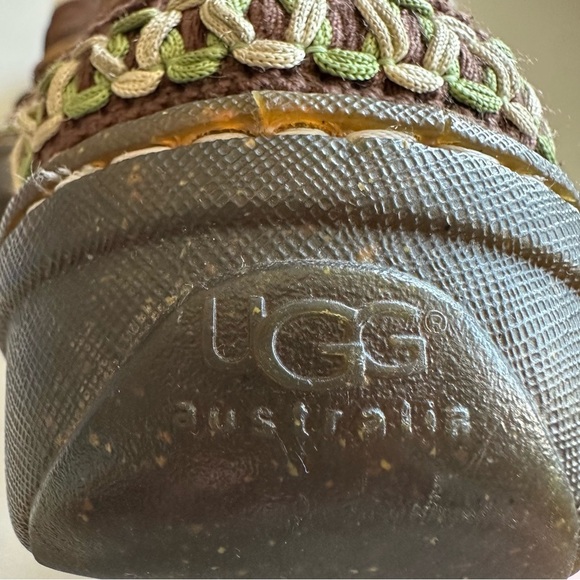 UGG Cove Brown Leather Winter Ankle Boots Womens Wraparound Lace - Picture 5 of 12